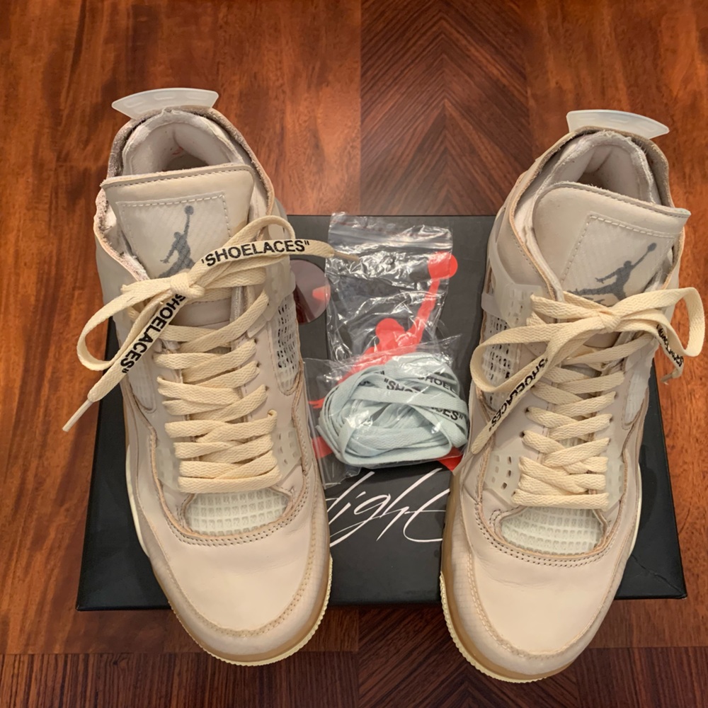 Nike Air Jordan 4 Off White Sail 2020 
CV9388-100 Size Unisex W10.5/M9 Preowned - Picture 9 of 16